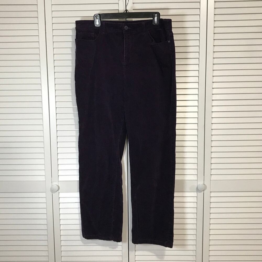Croft & Barrow Deep Plum Corduroy Stretch Straight Leg Pants Women 14